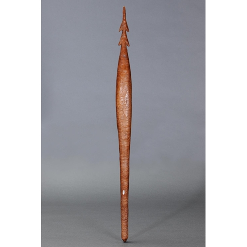 20 - RARE STABBING WADDY, WESTERN VICTORIA, Carved and engraved hardwood (with custom stand) Approx L70.5... 