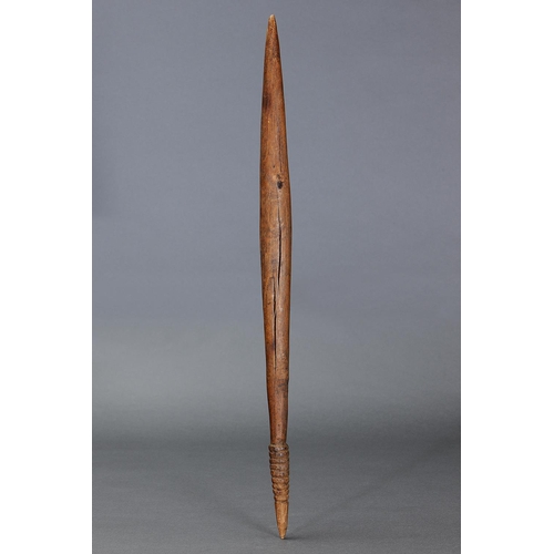 30 - THROWING CLUB, VICTORIA, Carved and engraved hardwood (with custom stand) Approx L65 x 4cm. PROVENAN... 