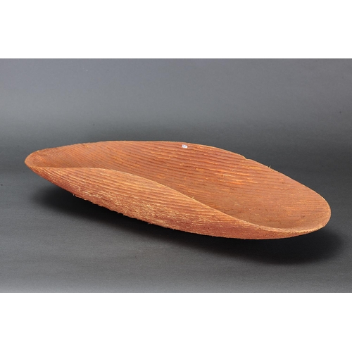 37 - LARGE CENTRAL AUSTRALIAN COOLAMON, NORTHERN TERRITORY, Carved and engraved wood and natural pigment ... 