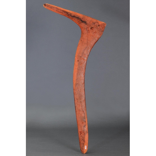 44 - LARGE HOOKED BOOMERANGS, TENNANT CREEK, NORTHERN TERRITORY, Carved and engraved hardwood and natural... 