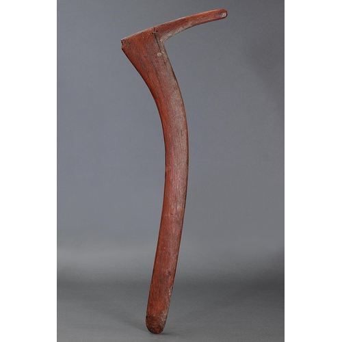 45 - FINE EARLY HOOKED BOOMERANGS, TENNANT CREEK, NORTHERN TERRITORY, Carved and engraved hardwood and na... 