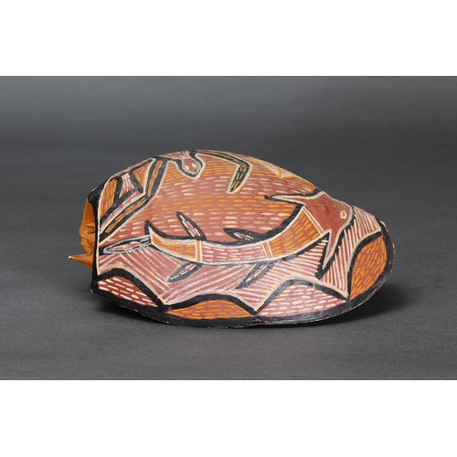 56 - PAINTED BAILER SHELL, GROOTE EYLANDT, NORTHERN TERRITORY, Natural earth pigments on shell (no custom... 