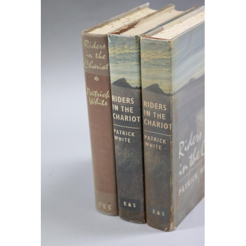 24 - Three early editions of 'Riders in the Chariot' by Patrick White, published by Eyre & Spottiswoode, ... 