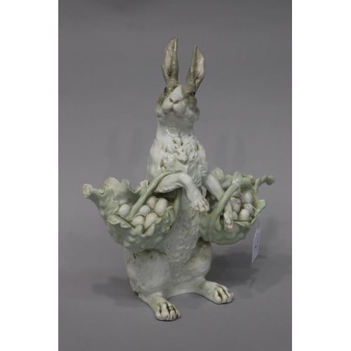 Antique European porcelain Easter bunny shop window display with glass eyes, approx 33cm H