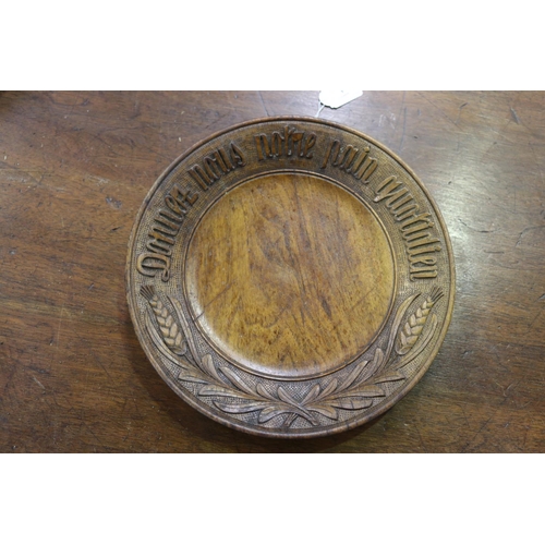 Vintage French Donnez nous notre pain quotidien, bread plate carved with wheat in relief, approx 28cm Dia