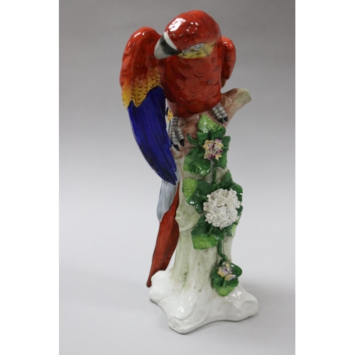 10 - Pair of Antique German Sitzendorf porcelain figure of a parrots, each approx 32cm H (2)
