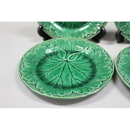 54 - Set of six Wedgwood majolica green leaf plates, circa 1930's, each approx 20cm Dia (6)