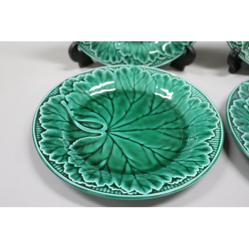 55 - Set of four Wedgwood of Etruria & Barlaston majolica green leaf plates, each approx 20cm Dia (4)