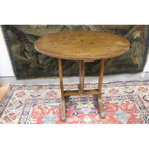 39 - Antique French folding vignerons table, approx 68cm H x 74cm Dia