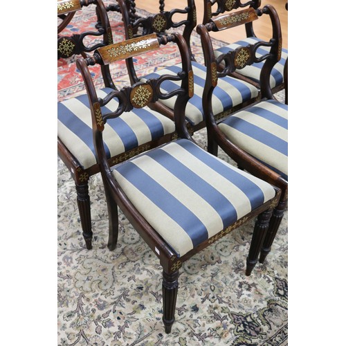 59 - Set of six antique English Regency period simulated rosewood brass inlaid chairs (6)