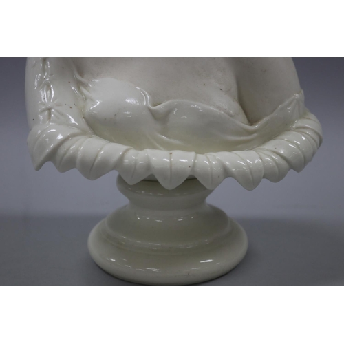 50 - Belleek porcelain bust of Clytie, the Nymph from Greek Mythology. Green mark, approx 30cm H