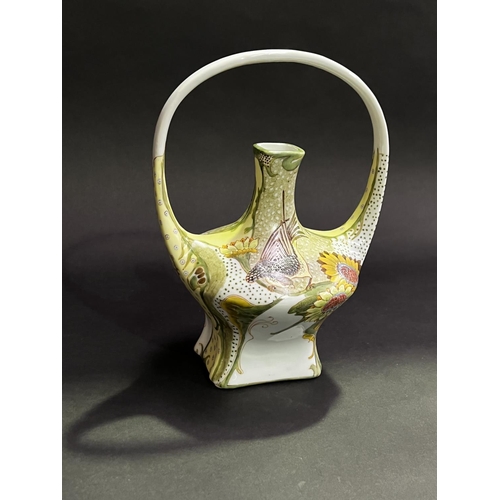 22 - Art Nouveau porcelain basket vase, approx 27cm H x 20cm W