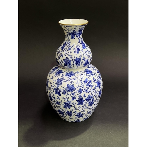 35 - Crown Staffordshire guord form blue and white vase, approx 25cm H