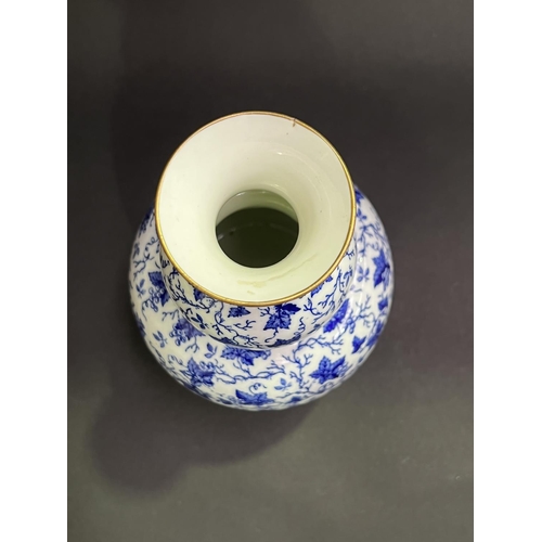 35 - Crown Staffordshire guord form blue and white vase, approx 25cm H