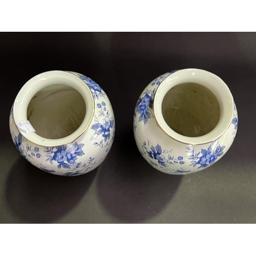 47 - Pair of vintage Japanese blue and white vases, each approx 25cm H (2)