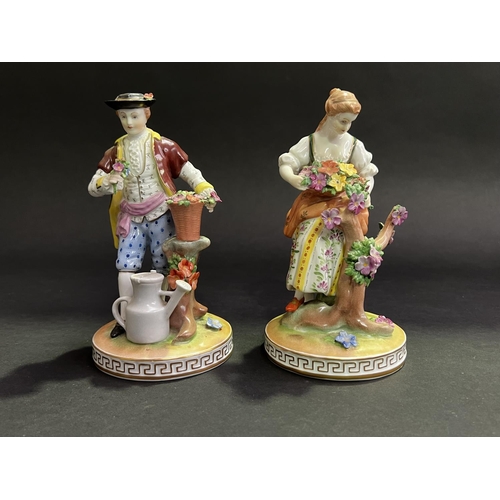 50 - Pair of Dresden Porcelain garden figures, each approx 18cm H (2)
