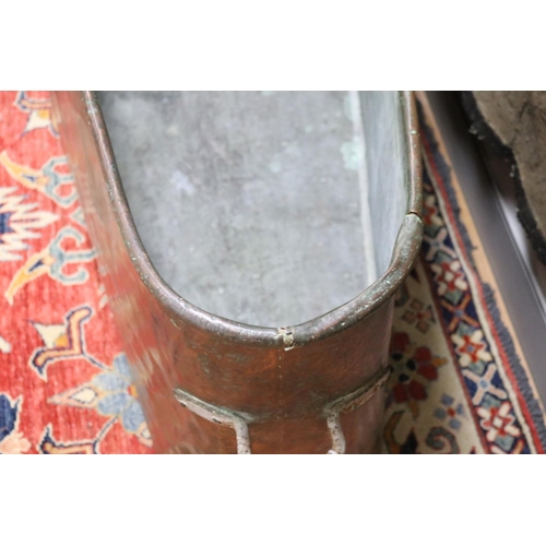 26 - Antique French copper bath tub, carry handles to the ends. Originally from a Chateau, Southern Franc... 
