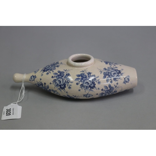 3020 - Blue and white baby feeder, approx 19cm L