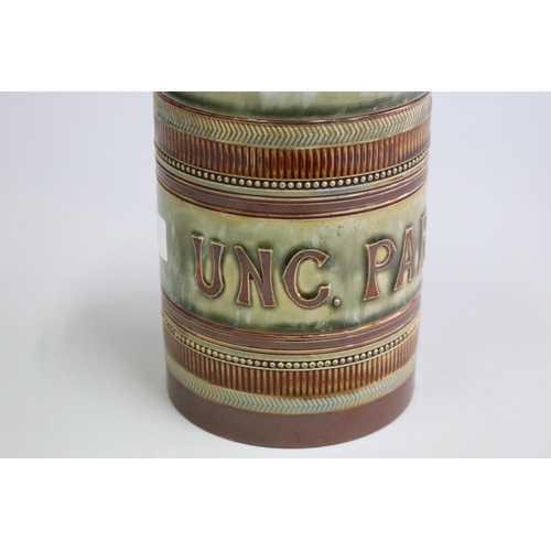 3022 - Antique Royal Doulton lidded chemist pot, UNC. PARAF, approx 18cm H.