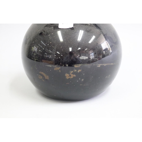 3044 - Large antique Amethyst glass onion shape bottle, approx 33cm H
