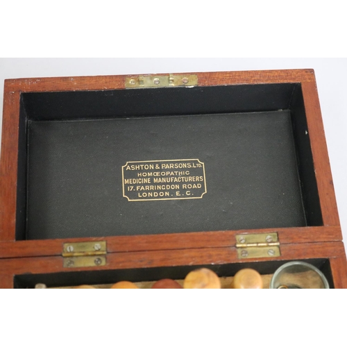 3049 - Antique cased homeopathic set, Ashton & Parsons LTD, Homoeopathic Medicine Manufacturers, London, ap... 