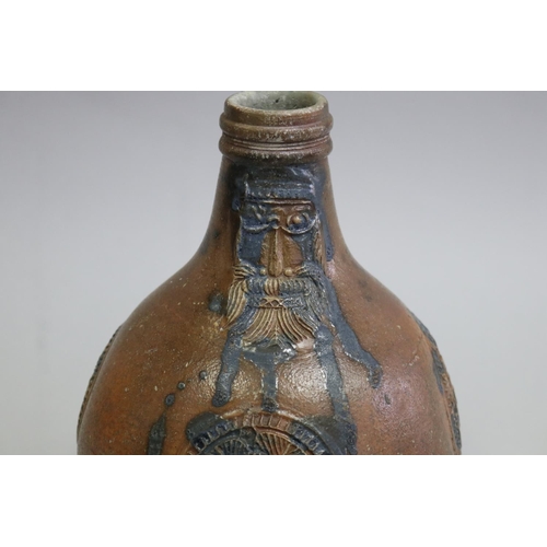 3053 - Antique embossed Ballermine bottle with handle, approx 23cm H