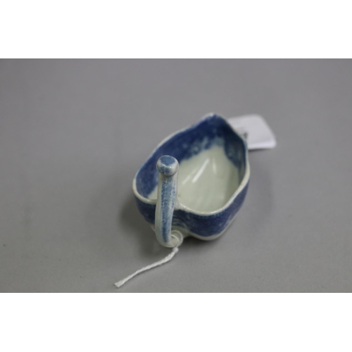 3057 - Miniature antique blue and white sauce boat, approx 5cm H x 7cm W