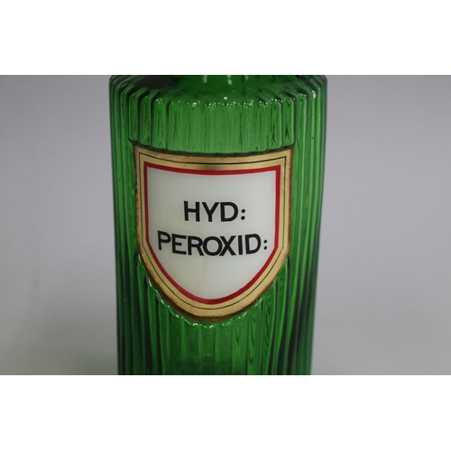 3059 - Antique green glass jar- HYD: PEROXID, approx 25cm H