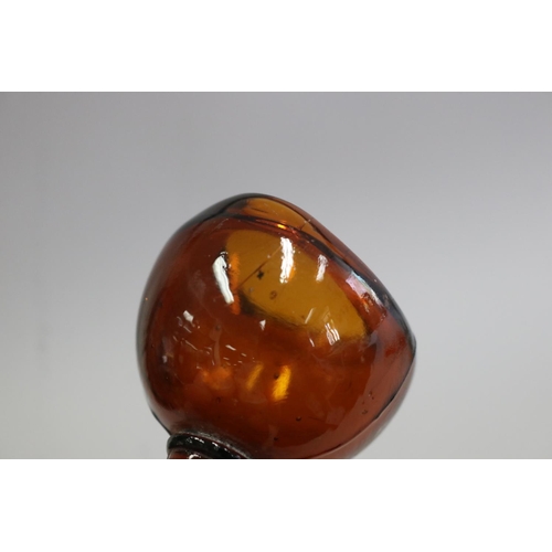 3071 - Four antique glass eye washers, blue, amber, green and clear, approx 7cm H and shorter (4)