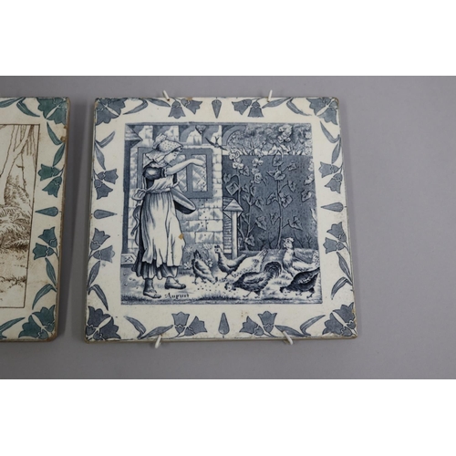 3111 - Two antique Josiah Wedgwood tiles. Titled August and Demetrius, each approx 20cm Sq (2)
