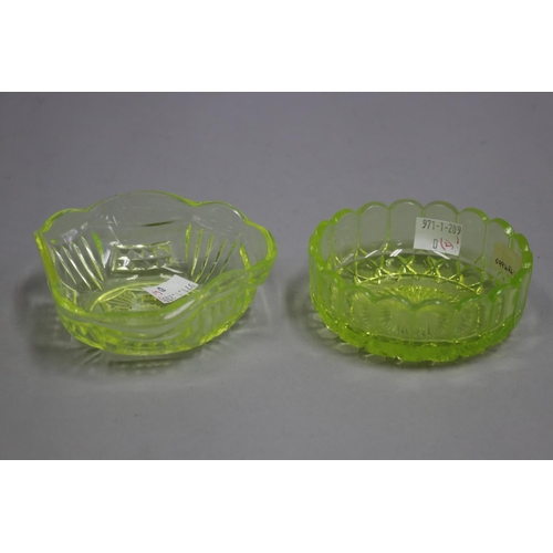3161 - Two antique pressed citron glass bowls, purchased Lauder and Howard in 1993, approx 11cm Dia and sma... 