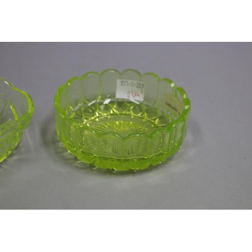 3161 - Two antique pressed citron glass bowls, purchased Lauder and Howard in 1993, approx 11cm Dia and sma... 