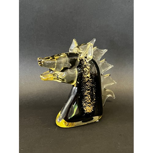 8 - Art Glass Horses head, likely Murano, approx 17cm H