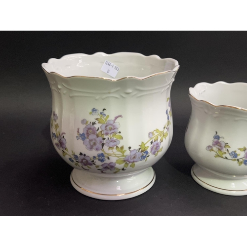 37 - Two jardinieres, vase and jug, approx 18cm H and smaller (4)