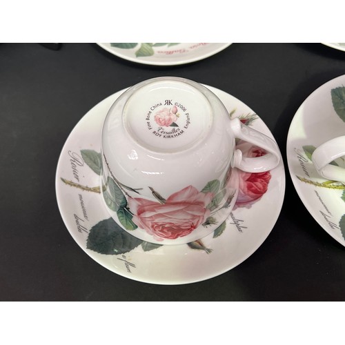 18 - Roy Kirkman rose pattern breakfast cups, saucers and tray, tray approx 30cm W