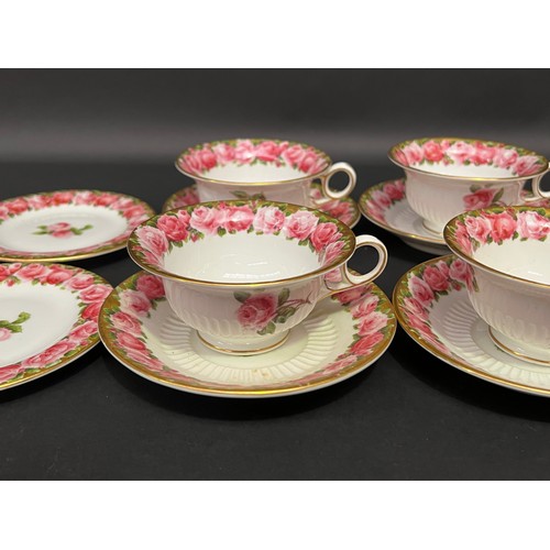 33 - George Jones roses cups, saucers and plates setting for 6