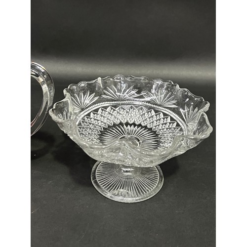 43 - Antique glass to include comport, decanter, jug and bowl, approx 30cm H and shorter (4)
