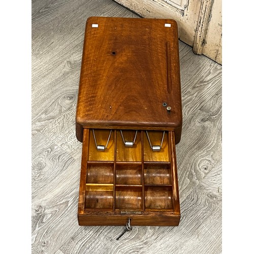 49 - Vintage 1920's oak cash drawer with keys