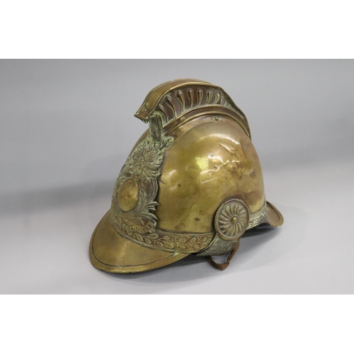 6 - Antique French brass fireman's helmet