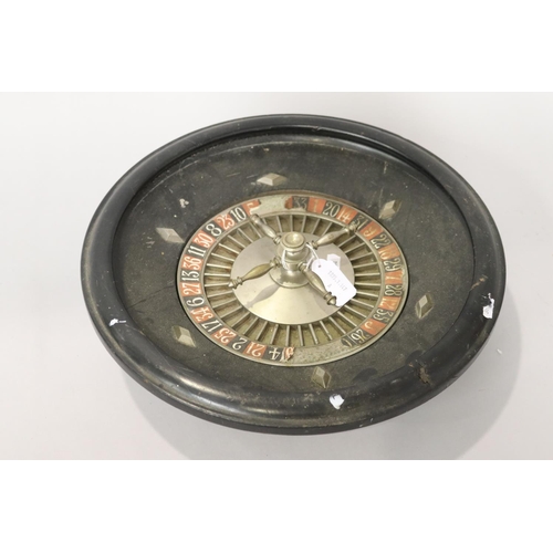 28 - Vintage French roulette wheel, stamped, approx 37cm Dia