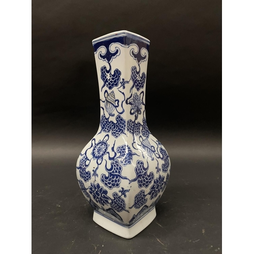 37 - Oriental blue and white vase, approx 31cm H