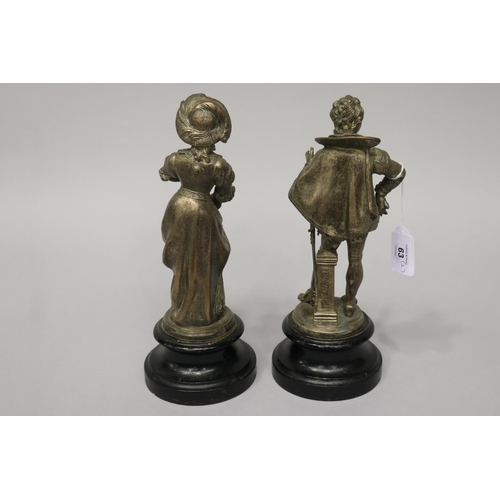 45 - Pair of antique French Renaissance revival spelter figures, each approx 27cm H (2)