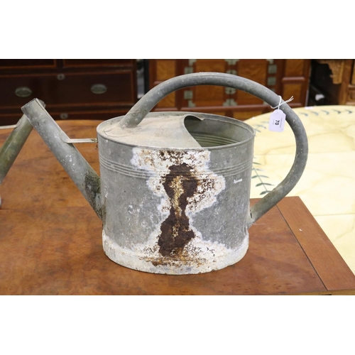 62 - Antique French Gal metal watering can, no rose, approx 36cm H x 54cm W