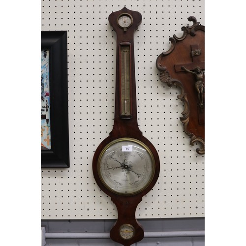 75 - Antique mahogany P & P Gally & Co Dudly barometer, approx 95cm H