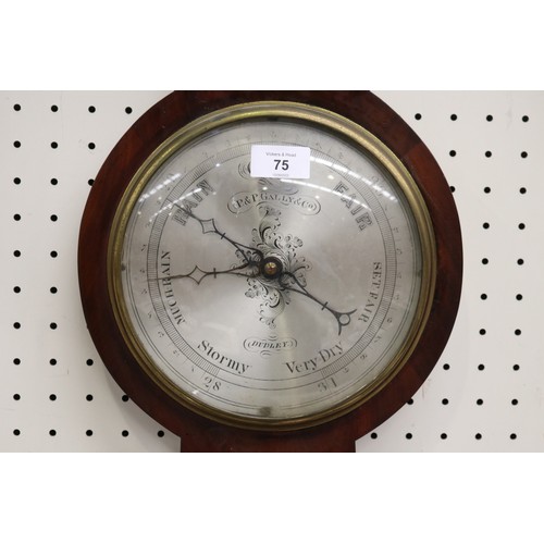 75 - Antique mahogany P & P Gally & Co Dudly barometer, approx 95cm H