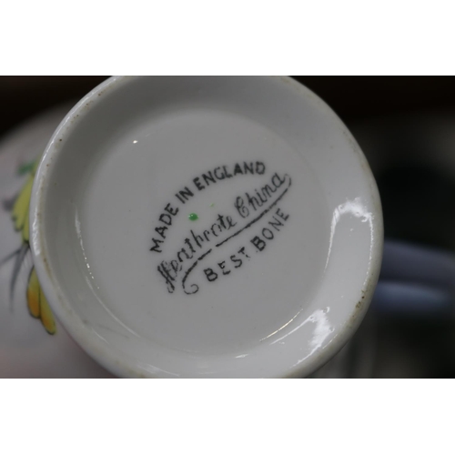 123 - Assortment of porcelain, part Heathcote china and pottery mugs etc