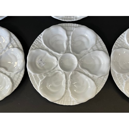 1020 - Set of six German white china oyster plates. Marked for Bauscher Weiden Germany, each approx 25cm (6... 