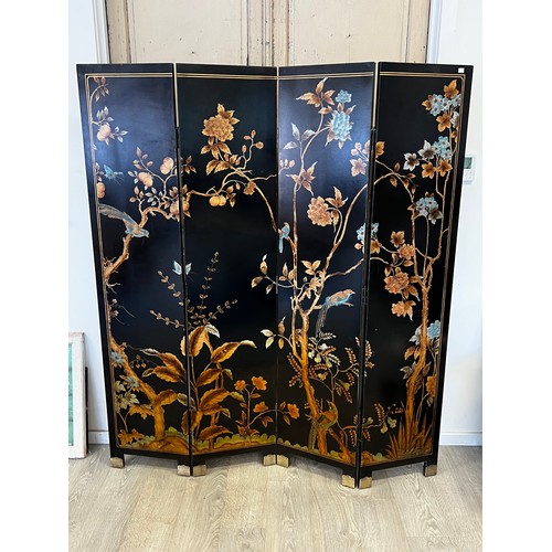 1046 - Chinese four fold floor screen, approx 183.5cm H x 160cm W