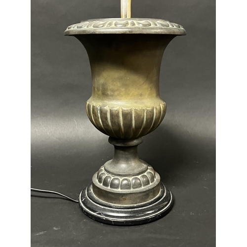 1025 - Cast Brass urn form lamp base, egg and dart rim, approx 41cm H