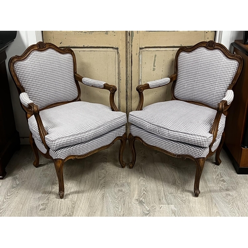 1044 - Pair of French Louis XV revival arm chairs (2)